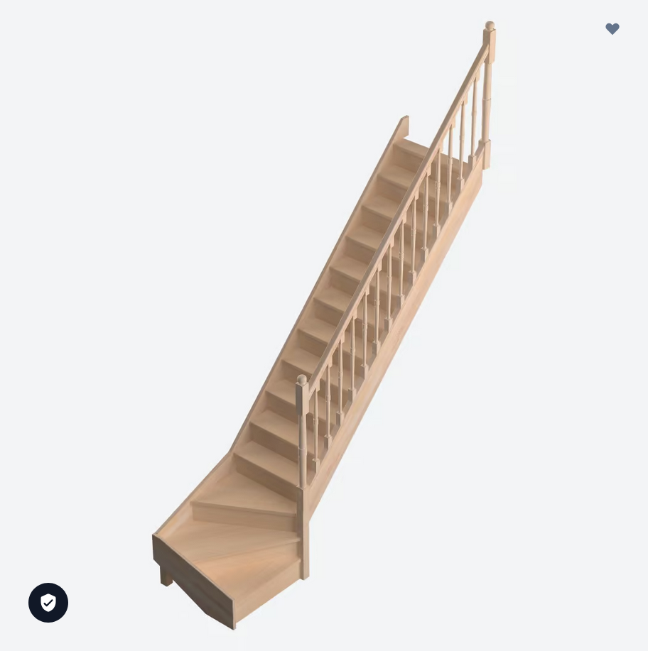 DOLLE SAVOIE - schody 1/4 zatočené v pravo dole,s podschodnicemi, masivní buk nelakovaný